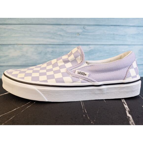 Vans Shoes - Vans Slip-On Checkerboard Lavender Canvas Shoes-Size 6